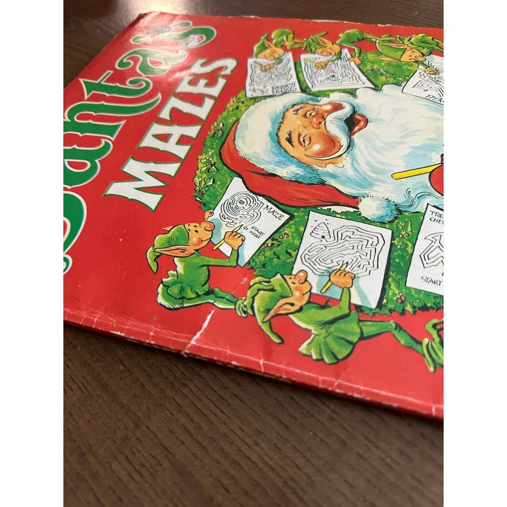 Vintage 1981 Santas Mazes Activity Book Playmore Waldman Christmas Elves Kmart
